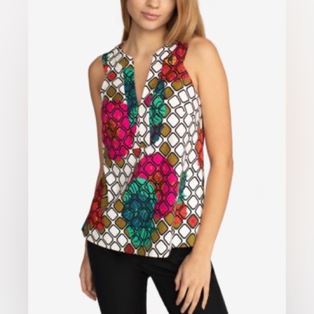 TRINA TURK SLEEVELESS FLORAL TOP 0